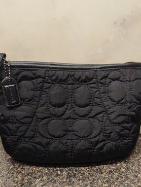 COACH Signature Quilted Cosmetic Bag Black